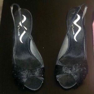 Nina Black Luster Heels